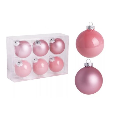 Üveg karácsonyi gömb - Rózsaszín - 5 cm - 6 db/csomag