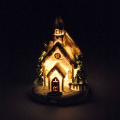 Színes világítós templom - 5,9x6,6,x10,7 cm 