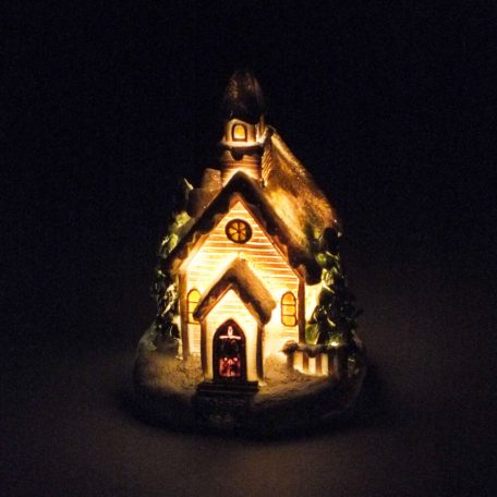 Színes világítós templom - 5,9x6,6,x10,7 cm 