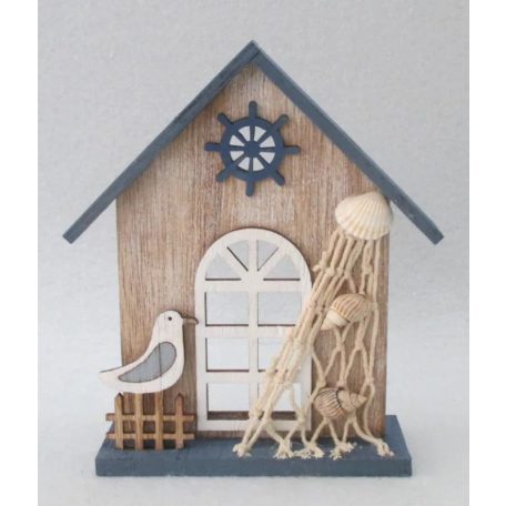 Faház sirállyal - Natúr-kék - 14x16 cm