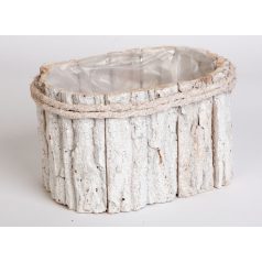 Fa asztali dekor láda - Fehér - 21x14x13 cm   