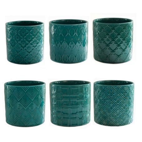 Kerámia kaspó - Vintage türkiz 3. - 13 cm, 16 cm, 20 cm, 23 cm 