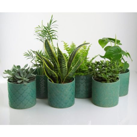 Kerámia kaspó - Vintage türkiz 5. - 13 cm, 16 cm, 20 cm, 23 cm