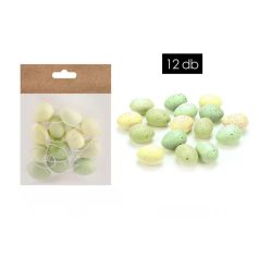 Tojás akasztós - Zöld-Sárga - 4x3 cm - 12 db/csomag