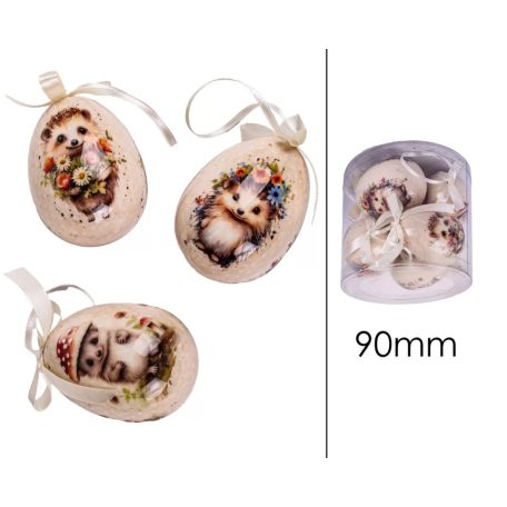 Tojás szett mintás - Süni - 9 cm - 6 db/csomag