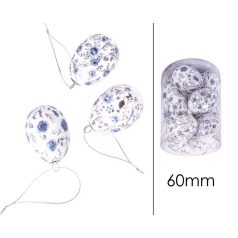 Tojás szett mintás - Kék virágos - 6 cm - 12 db/csomag 
