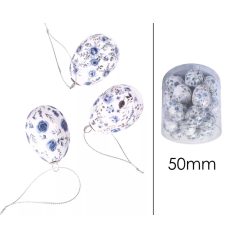 Tojás szett mintás - Kék virágos - 5 cm - 24 db/csomag