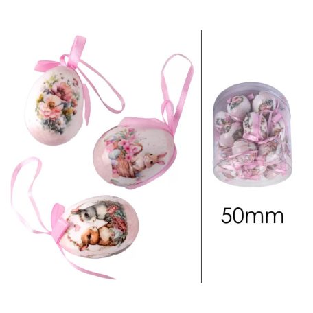 Tojás szett mintás - Nyuszis-virágos - 5 cm - 24 db/csomag 