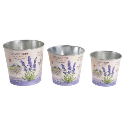 Bádog vödör - Fehér - Levendula - 11,5 cm, 13 cm, 15 cm 