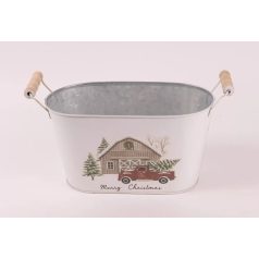 Bádog kaspó - Autó - Piros - 16,5 cm