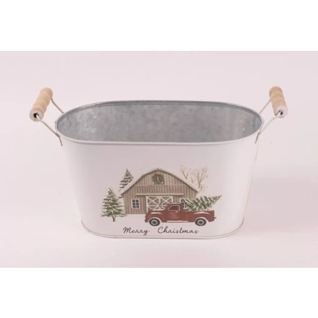 Bádog kaspó - Autó - Piros - 16,5 cm