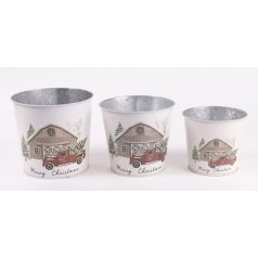 Bádog kaspó fehér - Autós - 3 db-os szett