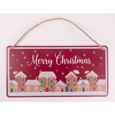 Karácsonyi bádog tábla - Házak - 30x15 cm