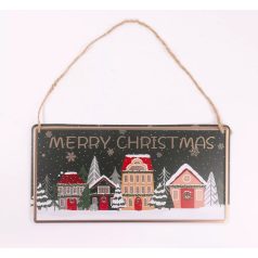 Karácsonyi tábla - Házikók - 30x15 cm