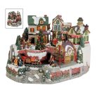 Karácsonyi város - fényekkel és mozgó vonattal - 34x24x22 cm  