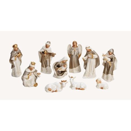 Betlehemes figura szett krémszínű - 11 db-os szett - 4-16 cm