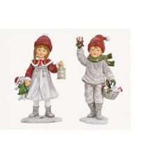 Lány figura macival-Fiú figura kosárral - 12 cm