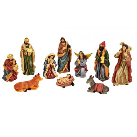 Betlehemes figura szett színes - 10 db-os szett - 6-25 cm