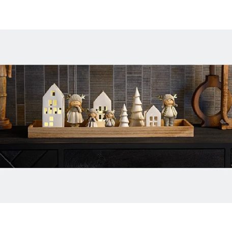  Lány-Fiú figura agancsos sapkában - 9 cm 