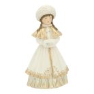 Karácsonyi lány figura - Fehér - 9x16x6 cm