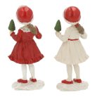 Lány figurák fenyővel - 5x11x3 cm