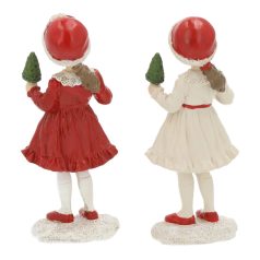 Lány figurák fenyővel - 5x11x3 cm