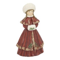 Karácsonyi lány figura - Bordó - 9x16x6 cm