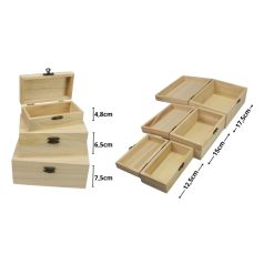 Natúr fa doboz - 12,5cm,15 cm, 17,5 cm - 3 db-os szett
