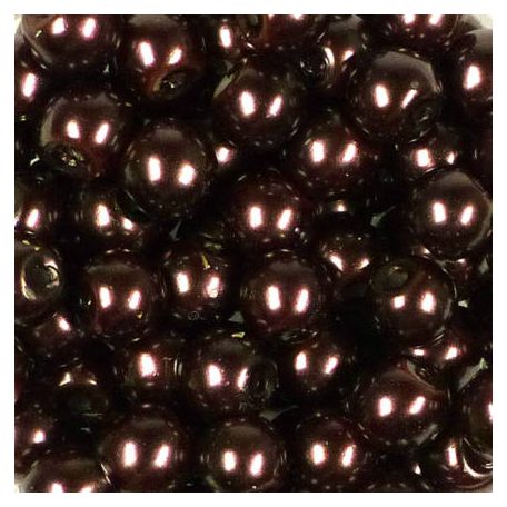Műanyaggyöngy, viaszos, 6 mm, 40 g - csokibarna