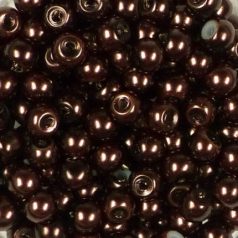 Műanyaggyöngy, viaszos, 4 mm, 20 g - csokibarna