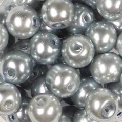 Műanyaggyöngy, viaszos, 8 mm, 75 g - szürke