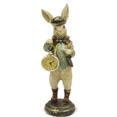 Nyúl fiú dekor figura órával - 33x10x10,5 cm - Raktáron