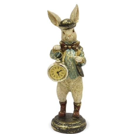 Nyúl fiú dekor figura órával - 33x10x10,5 cm - Raktáron