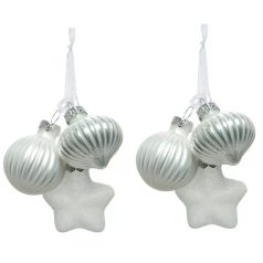 Karácsonyi üvegdísz - Fehér - 4 cm - 3 db-os szett