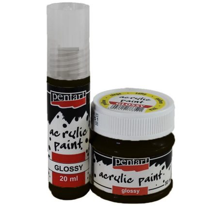 Pentart, fényes akrilfesték - Fekete - 20 ml, 50 ml