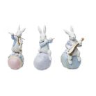  Nyuszi figura kék tojáson - 18x8x9,5 cm