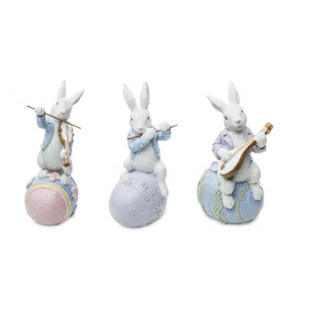  Nyuszi figura kék tojáson - 18x8x9,5 cm