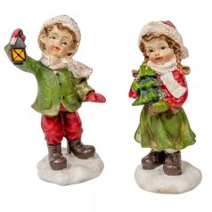 Karácsonyi fiú, lány figura - 11,5 cm