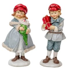 Karácsonyi fiú, lány figura - 15 cm