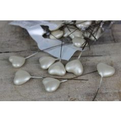 Krémszínű szívecskék dróttal - 36 db