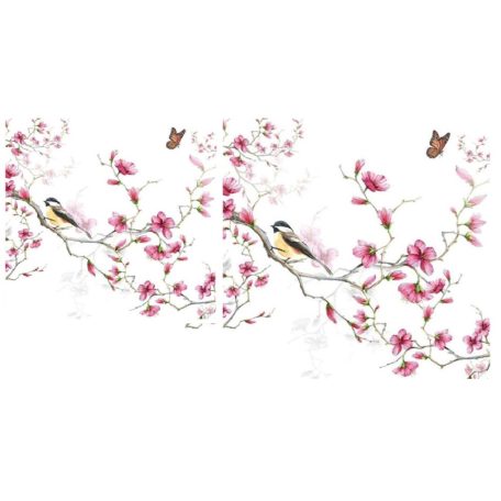 Ambiente papírszalvéta - Bird & Blossom white - 25x25 cm, 33x33 cm - 20 db/csomag