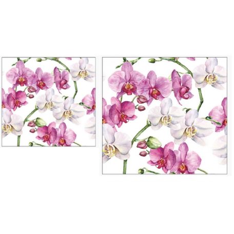 Ambiente papírszalvéta - Elegant orchids white - 25x25 cm, 33x33 cm - 20 db/csomag