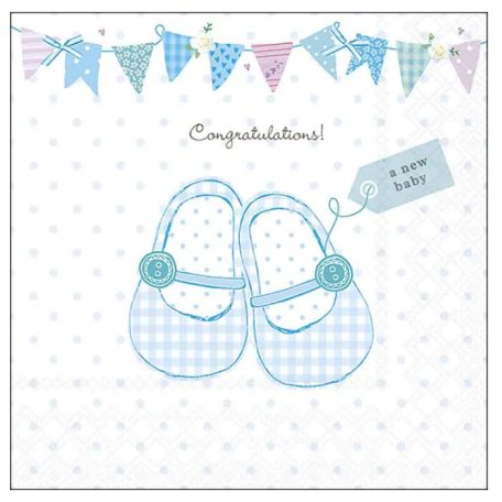 Ambiente papírszalvéta - Baby shoes blue- 33x33 cm - 20 db/csomag