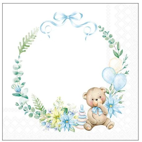 Ambiente papírszalvéta - Baby teddy bear blue - 33x33 cm - 20 db/csomag