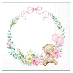  Ambiente papírszalvéta - Baby teddy bear pink - 33x33 cm - 20 db/csomag