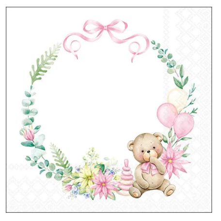 Ambiente papírszalvéta - Baby teddy bear pink - 33x33 cm - 20 db/csomag