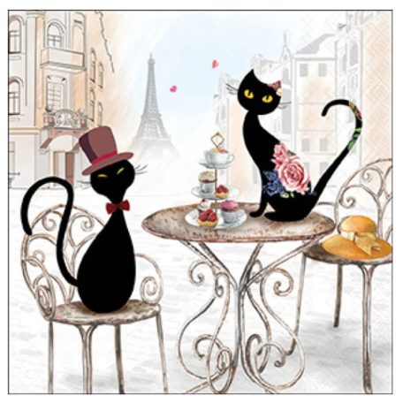 Ambiente papírszalvéta - Cats in Paris -  33x33 cm - 20 db/csomag