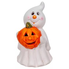 Szellem figura tökkel LED-es - 15,5 cm