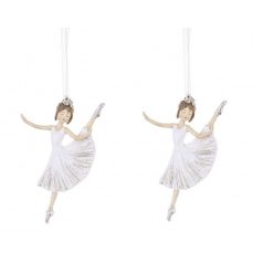  Karácsonyfadísz balerina - Fehér - 10,5x6,5x2 cm - Raktáron