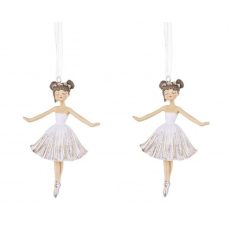 Karácsonyfadísz balerina - Fehér - 10,5x7x3,5 cm